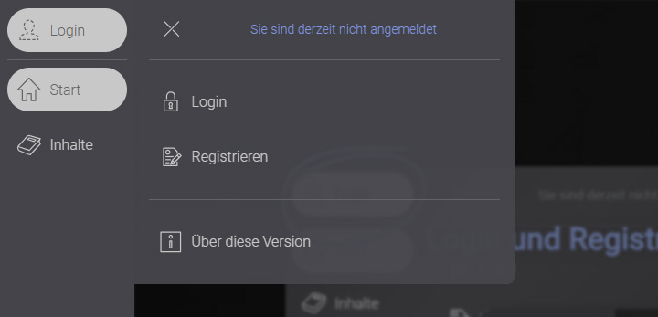 screenshot interface Benutzermenü Button