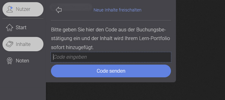screenshot interface Inhalte freischalten