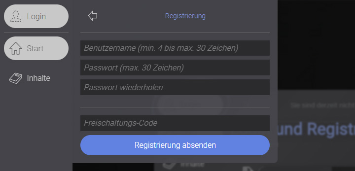 screenshot interface Inhalte freischalten