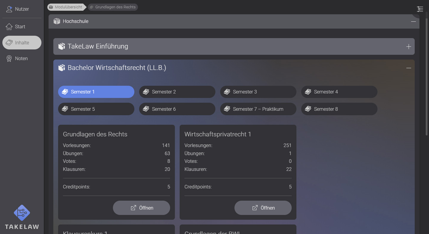 screenshot interface inhalt