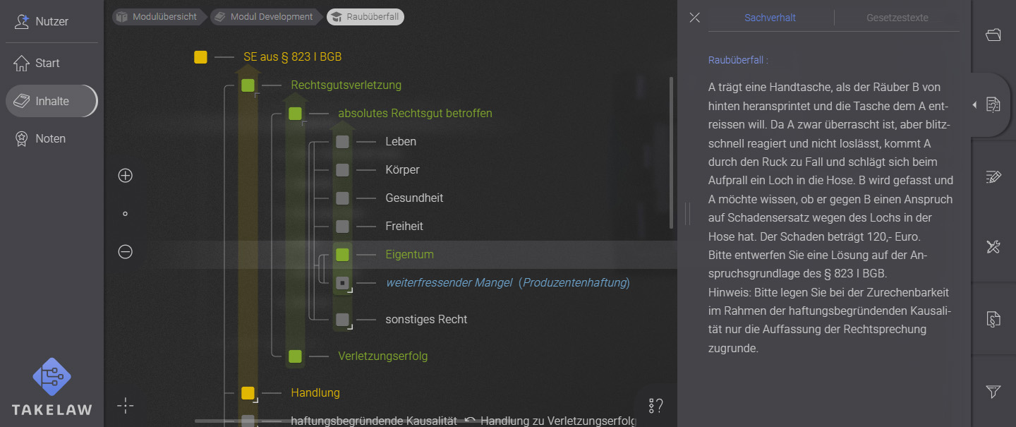 screenshot interface werkzeugleiste sachverhalts-tab