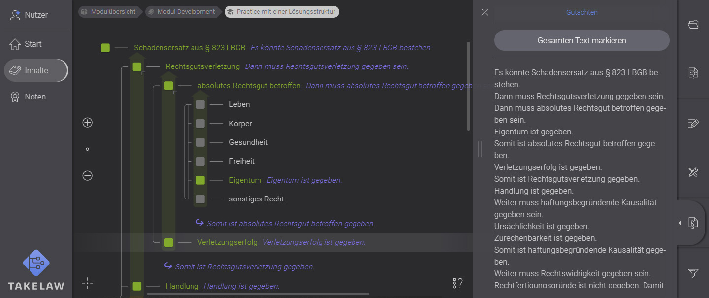 screenshot interface werkzeugleiste gutachten-tab