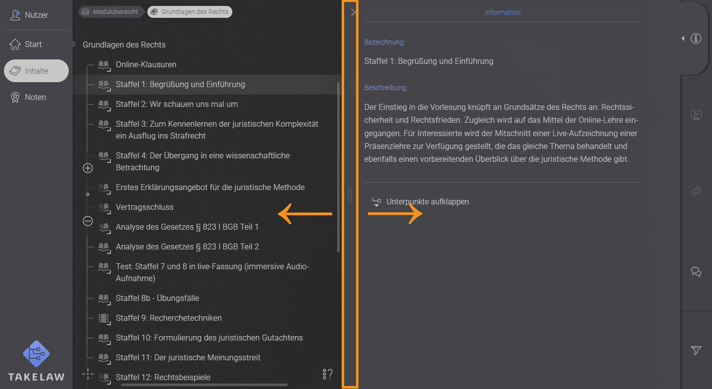 screenshot interface werkzeugleiste