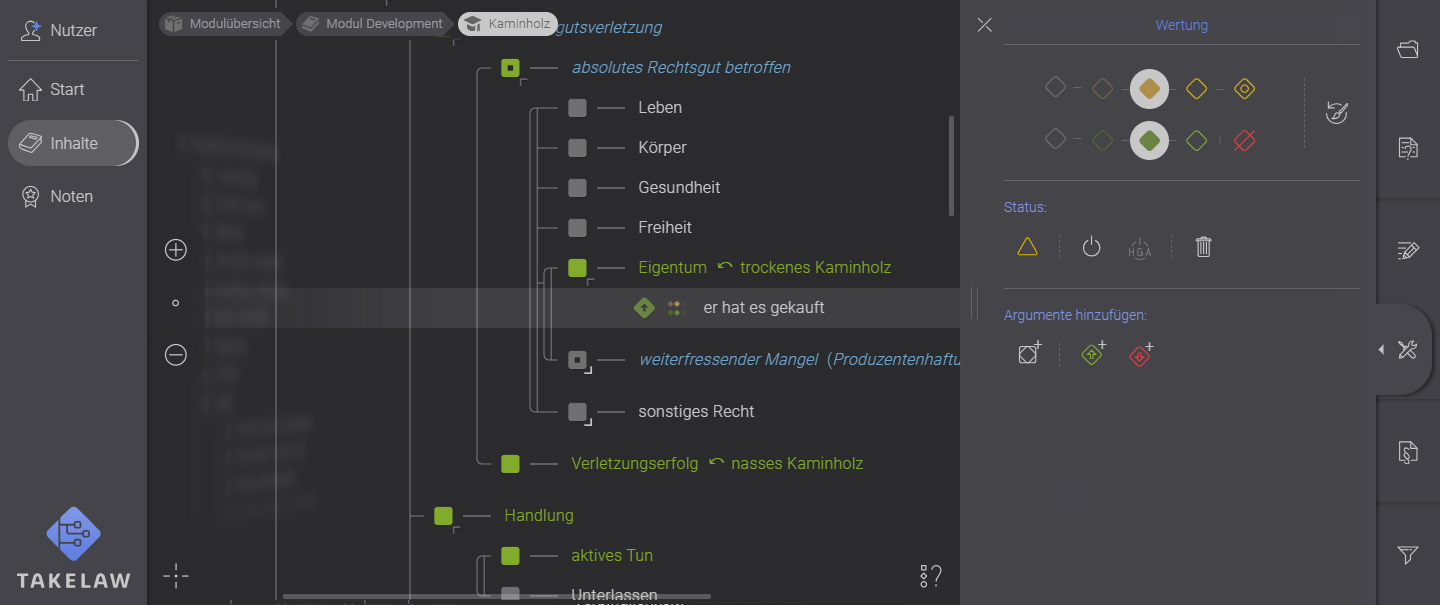 screenshot Optionen-Tab für Argumente