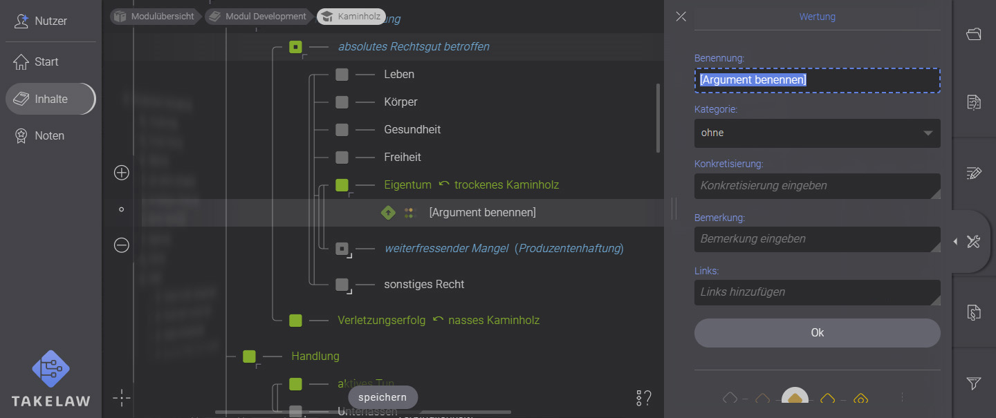 screenshot direkte Argument-Benennung