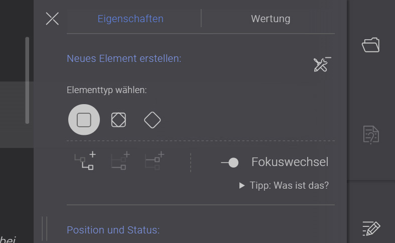 screenshot Optionen-Tab im Create