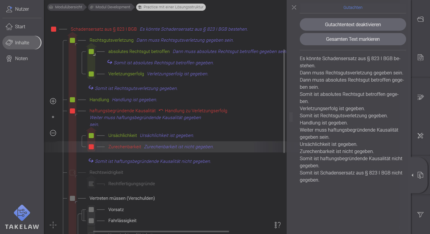 screenshot Gutachten-Tab