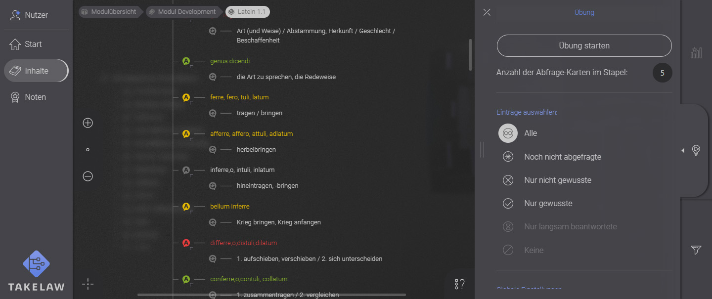 screenshot Vocabulize Übersicht